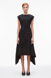 Black Embroidered Belted Midi Dress with Handkerchief Hem | 3.1 Phillip Lim
