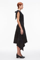 Black Embroidered Belted Midi Dress with Handkerchief Hem | 3.1 Phillip Lim
