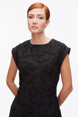 Black Embroidered Belted Midi Dress with Handkerchief Hem | 3.1 Phillip Lim