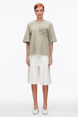 Sage Trapeze T-Shirt with Floral Appliqué | 3.1 Phillip Lim