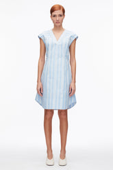 Airy Blue Multi Striped Cap Sleeve Knee-Length Dress | 3.1 Phillip Lim