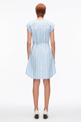 Airy Blue Multi Striped Cap Sleeve Knee-Length Dress | 3.1 Phillip Lim