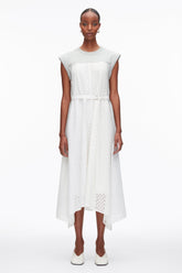Lt Grey Melange-White Sleeveless French Terry Dress with Broderie Anglaise | 3.1 Phillip Lim