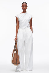 White Structured Cotton Pull On Straight Leg Pants | 3.1 Phillip Lim