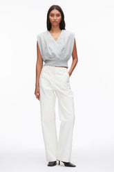 Lt Grey Melange Draped Sleeveless French Terry Top | 3.1 Phillip Lim