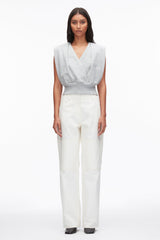 Lt Grey Melange Draped Sleeveless French Terry Top | 3.1 Phillip Lim
