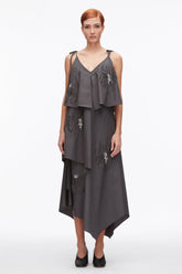 Slate Layered Midi Dress with Floral Appliqué | 3.1 Phillip Lim