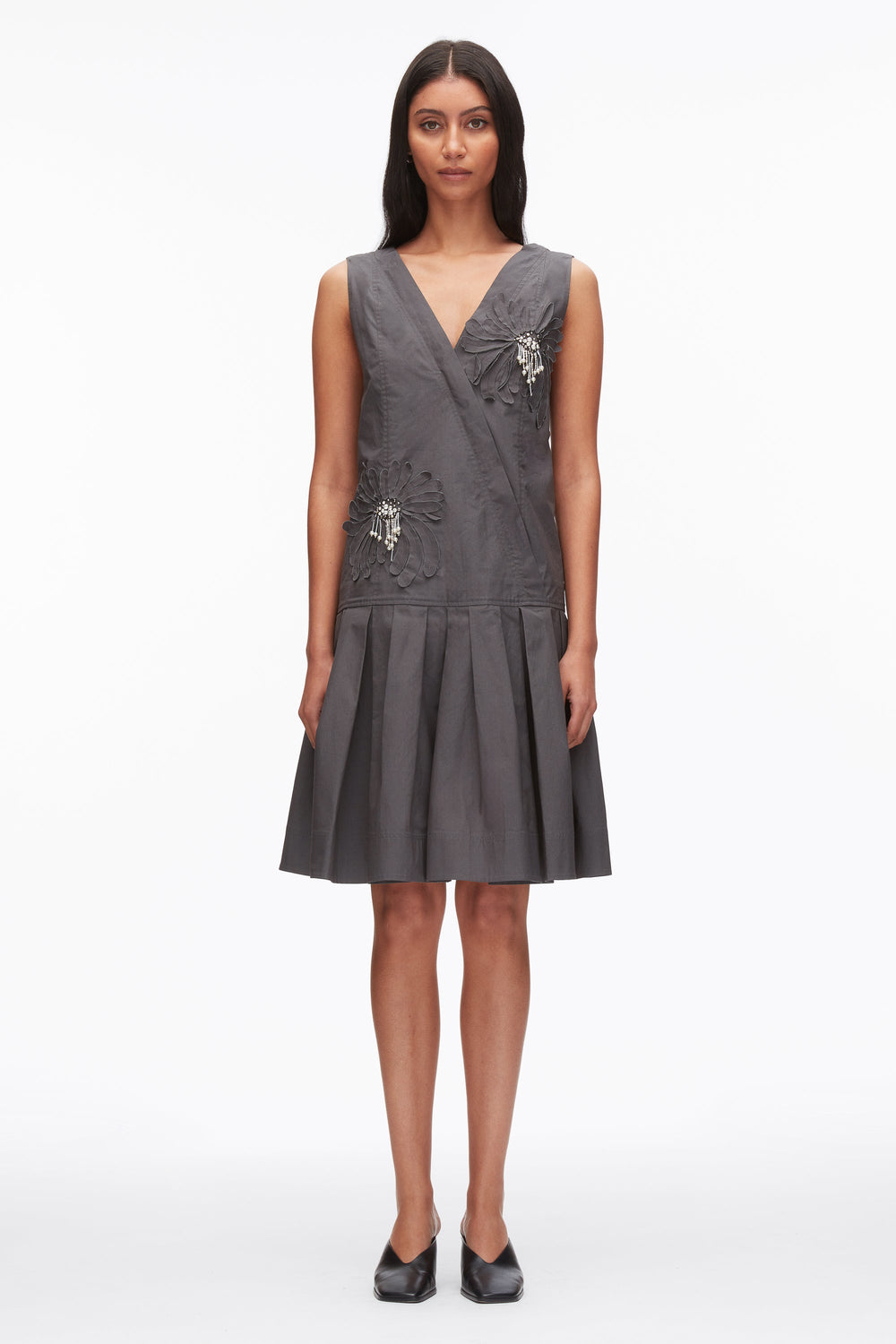 Slate Draped Tank Dress with Floral Appliqué | 3.1 Phillip Lim