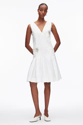 White Draped Tank Dress with Floral Appliqué | 3.1 Phillip Lim