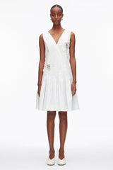 White Draped Tank Dress with Floral Appliqué | 3.1 Phillip Lim