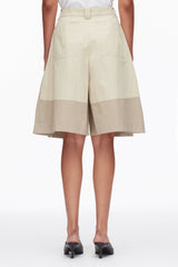 Khaki-Birch Two-Toned Wide Pleated Shorts | 3.1 Phillip Lim