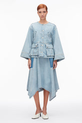 Light Blue Collarless Trapeze Denim Jacket | 3.1 Phillip Lim