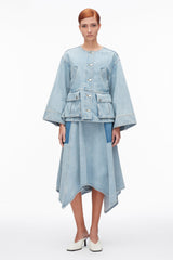 Light Blue Collarless Trapeze Denim Jacket | 3.1 Phillip Lim