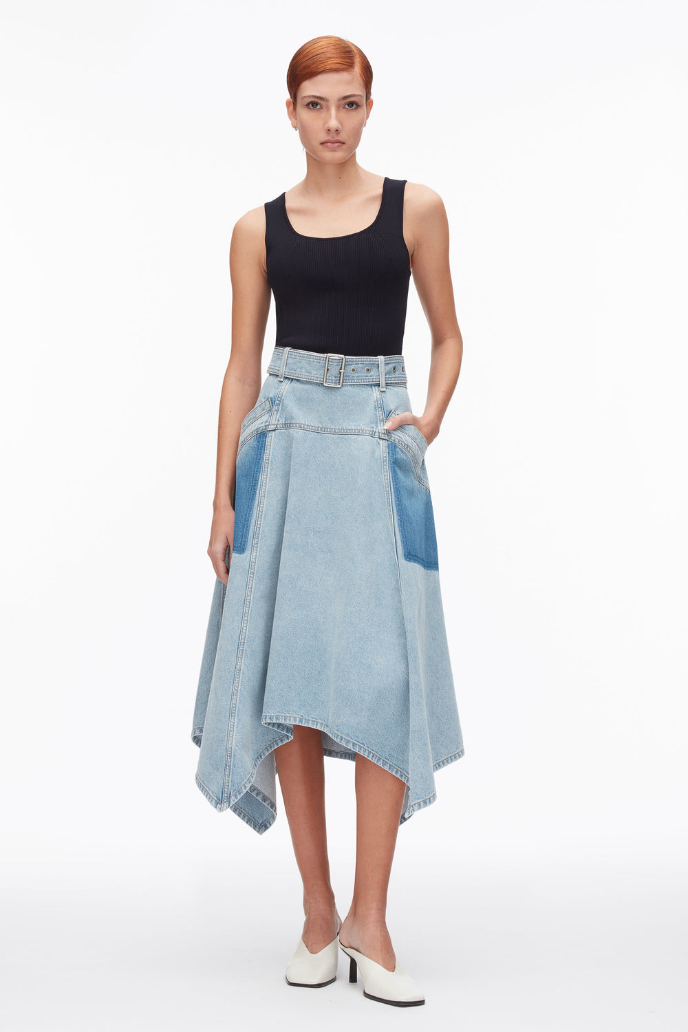 Light Blue Ghost Patch Handkerchief Midi Skirt | 3.1 Phillip Lim