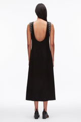 Black Studded Satin Sleeveless Midi Dress | 3.1 Phillip Lim