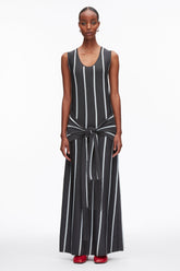 Slate Multi Stripe Midi Dress with Fringe Waist Tie | 3.1 Phillip Lim