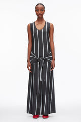 Slate Multi Stripe Midi Dress with Fringe Waist Tie | 3.1 Phillip Lim