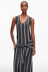 Slate Multi Stripe Midi Dress with Fringe Waist Tie | 3.1 Phillip Lim
