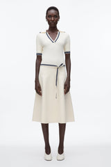 Ecru-Navy Textured Rib Polo Midi Dress | 3.1 Phillip Lim