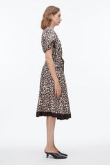 Chalk Multi Leopard Ruched Sleeve Midi Dress | 3.1 Phillip Lim