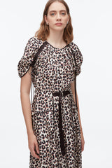 Chalk Multi Leopard Ruched Sleeve Midi Dress | 3.1 Phillip Lim