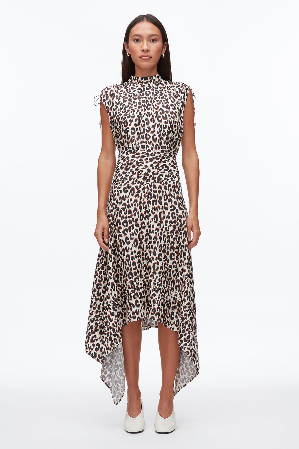 Chalk Multi Leopard Ruched Handkerchief Dress | 3.1 Phillip Lim