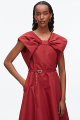 Crimson Draped Bow Dress with Belt | 3.1 Phillip Lim