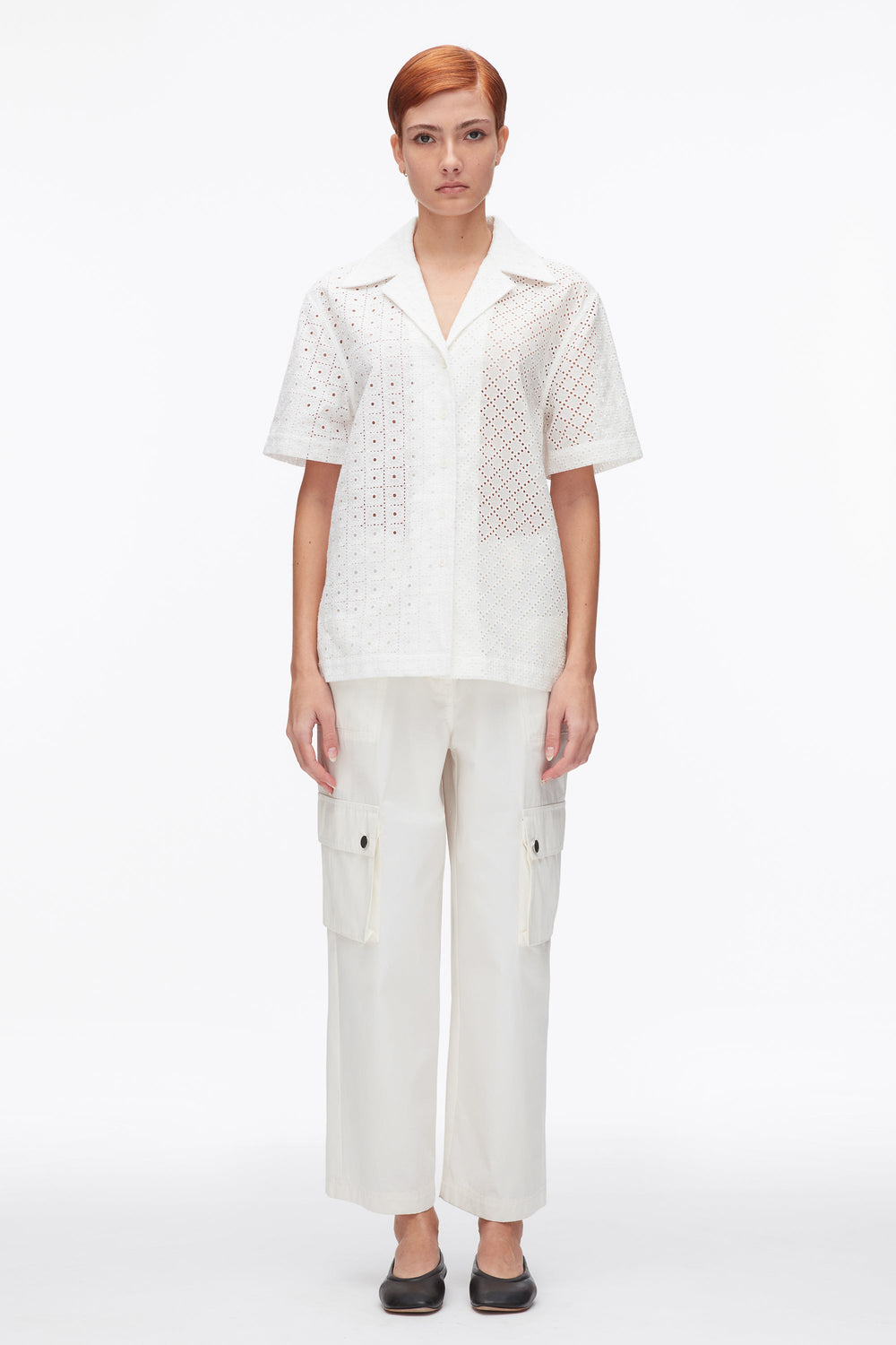 White Broderie Anglaise Patchwork Camp Shirt | 3.1 Phillip Lim