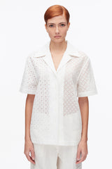 White Broderie Anglaise Patchwork Camp Shirt | 3.1 Phillip Lim