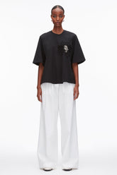 Black Trapeze T-Shirt with Floral Appliqué | 3.1 Phillip Lim