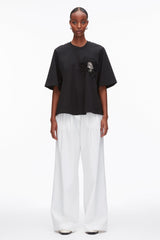 Black Trapeze T-Shirt with Floral Appliqué | 3.1 Phillip Lim