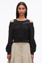 Black Long Sleeve Embellished Double Layer Top | 3.1 Phillip Lim