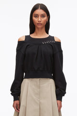 Black Long Sleeve Embellished Double Layer Top | 3.1 Phillip Lim