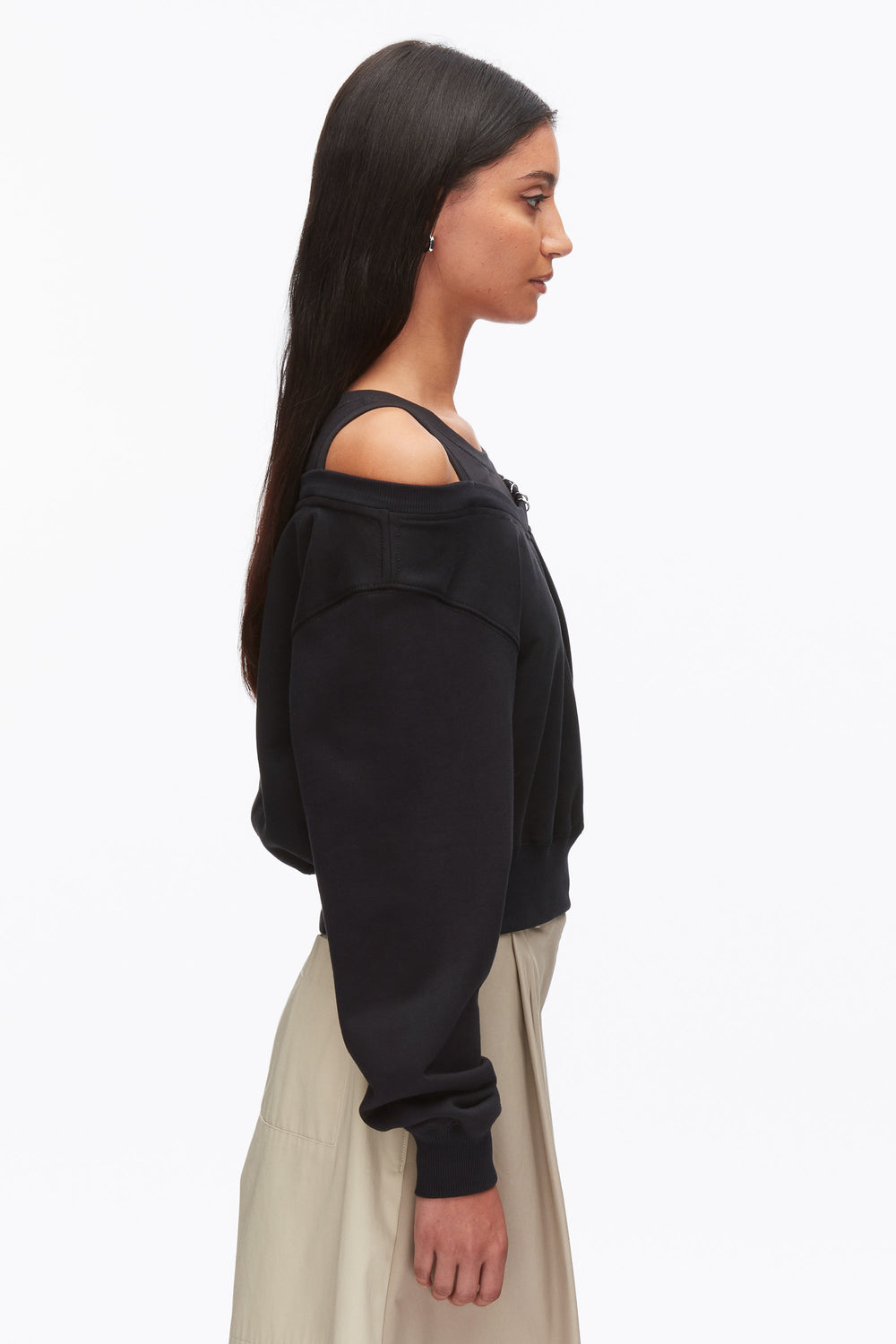 Black Long Sleeve Embellished Double Layer Top | 3.1 Phillip Lim