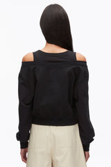 Black Long Sleeve Embellished Double Layer Top | 3.1 Phillip Lim