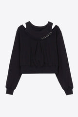 Black Long Sleeve Embellished Double Layer Top | 3.1 Phillip Lim