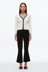 Ecru-Navy Textured Rib Cardigan | 3.1 Phillip Lim