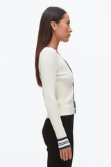 Ecru-Navy Textured Rib Cardigan | 3.1 Phillip Lim