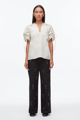 Stone Ruched Sleeve V-Neck Top | 3.1 Phillip Lim