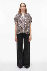 Chalk Multi Leopard Ruched Sleeve Top | 3.1 Phillip Lim