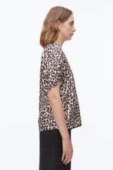 Chalk Multi Leopard Ruched Sleeve Top | 3.1 Phillip Lim