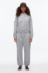 Grey Melange Stud Embellished Oversized Hoodie | 3.1 Phillip Lim