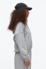 Grey Melange Stud Embellished Oversized Hoodie | 3.1 Phillip Lim