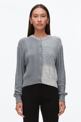 Dark Grey Melange Multi Mix Cable Crew Neck Cardigan | 3.1 Phillip Lim