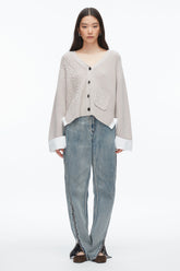 Oyster Cable Mix Boyfriend Cardigan | 3.1 Phillip Lim