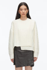 Ivory Cable Mix Double Layer Crewneck | 3.1 Phillip Lim