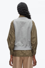 Grey Melange-Army Layered Vest Ruched Sleeve Shirt | 3.1 Phillip Lim