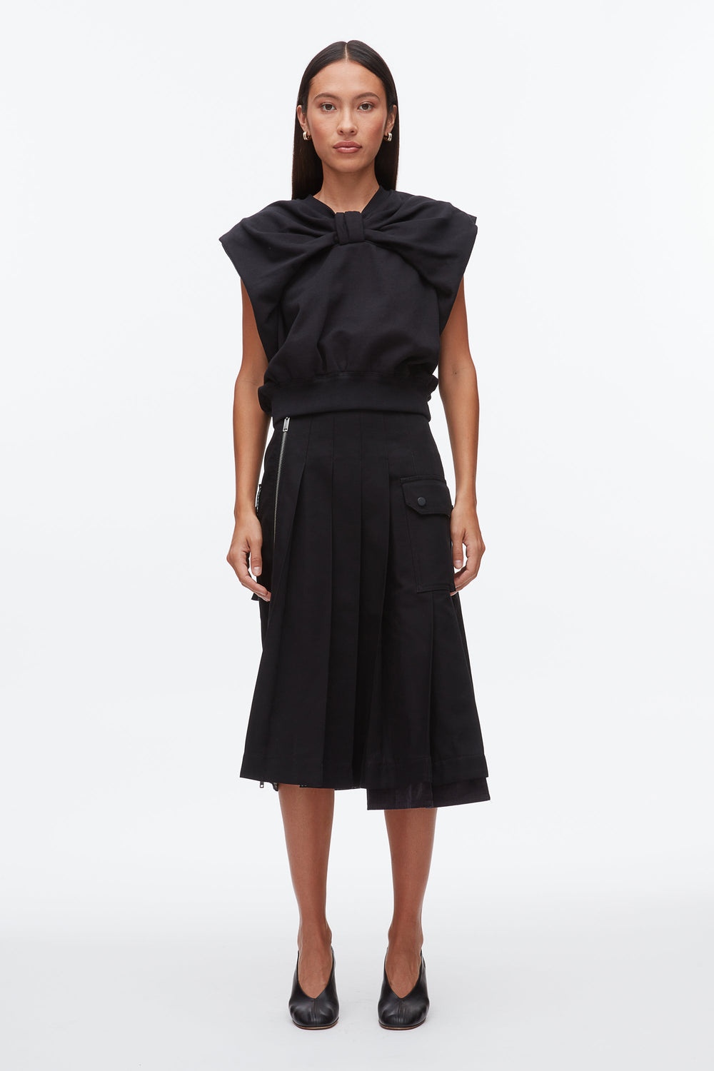 Black Draped Bow French Terry Top | 3.1 Phillip Lim