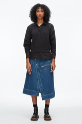 Black-Black Layered Vest Ruched Sleeve Shirt | 3.1 Phillip Lim