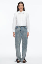 White Cropped Shirt with Embroidered Collar | 3.1 Phillip Lim